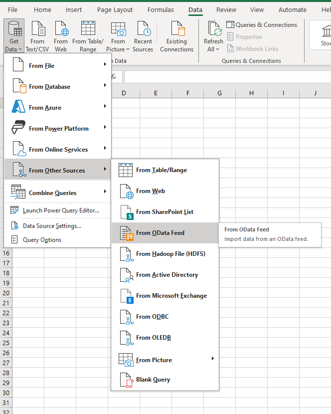 Excel OData feed